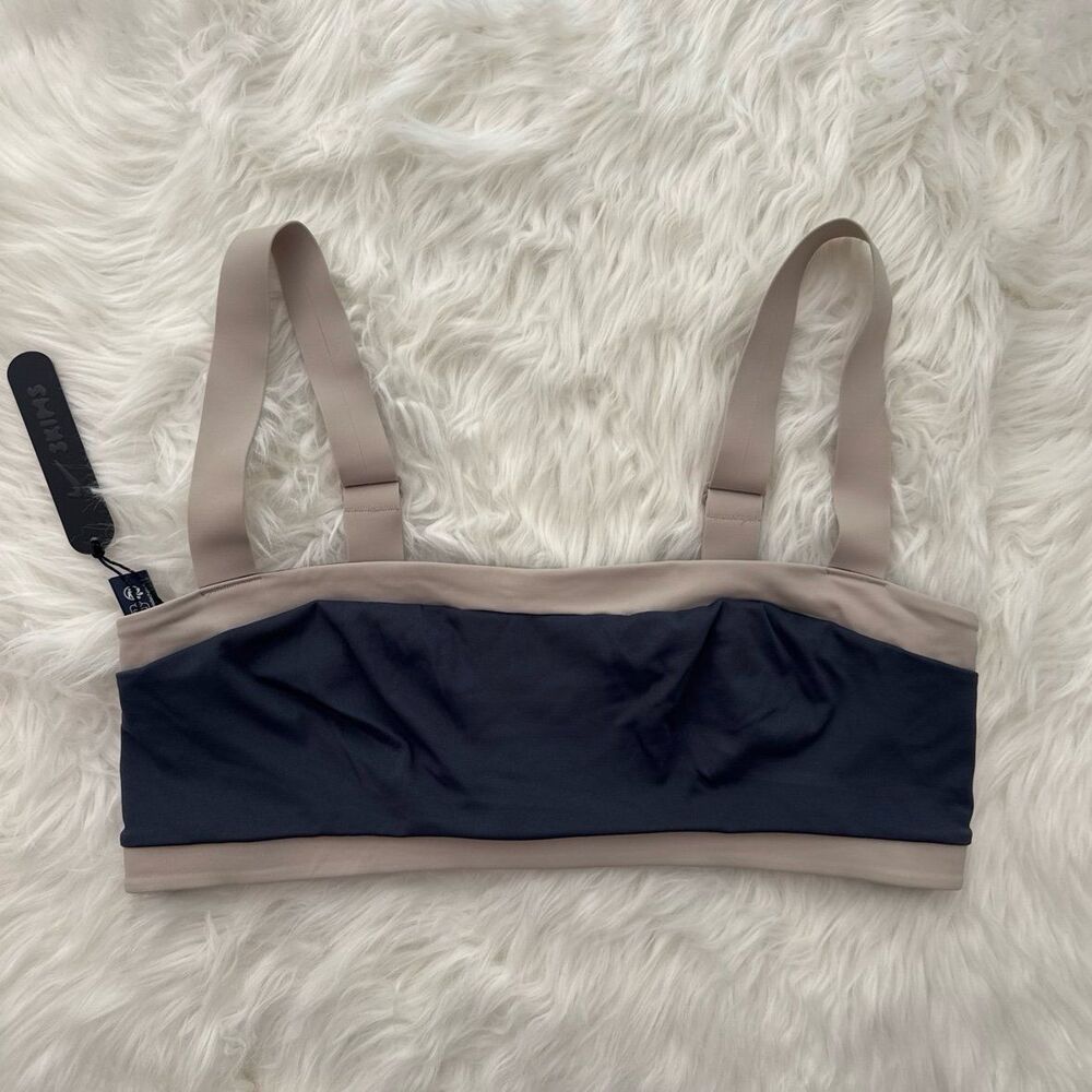 Nike Skims Matte Shine Mix Straight Neck Bra Deep Royal Stone Size Large